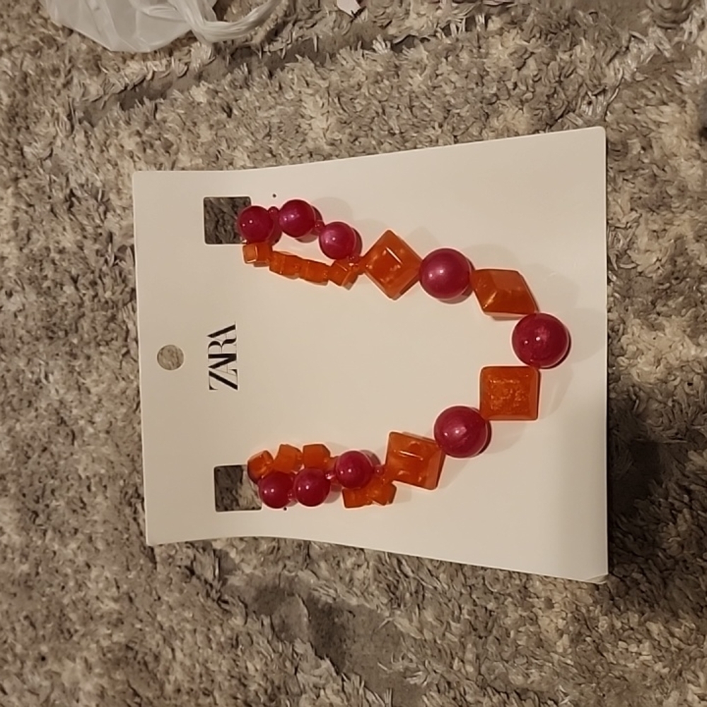 Zara Orange and Pink Beaded Necklace